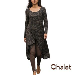 Chalet Brown Tan Faux Wrap Long Tunic Top NWOT Size S